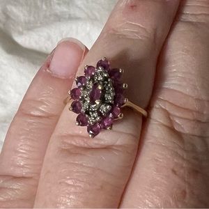 14k Gold Pink Tourmaline with Diamond Chips